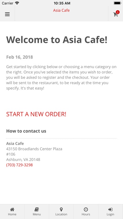 Asia Cafe App Ordering