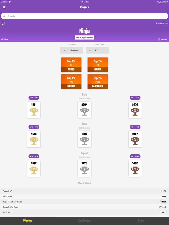 screenshot 1 for trax tracker for fortnite - fortnite app tracker