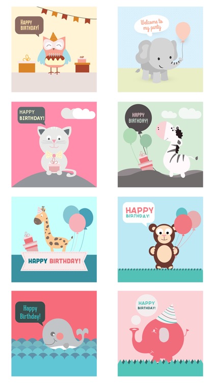 Birthday Card - Best Wishes with Cute Animals screenshot-3