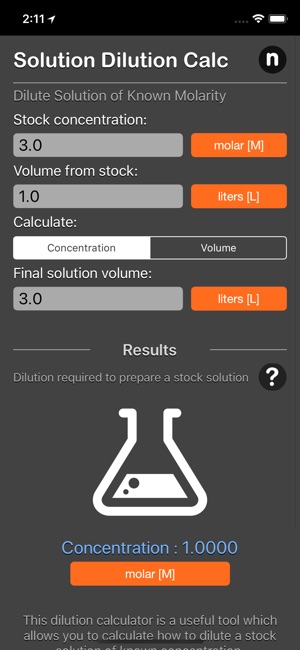 Solution Dilution Calculator