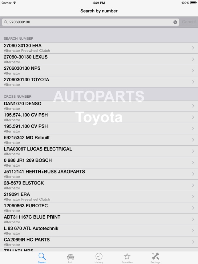 Autoparts for Toyota