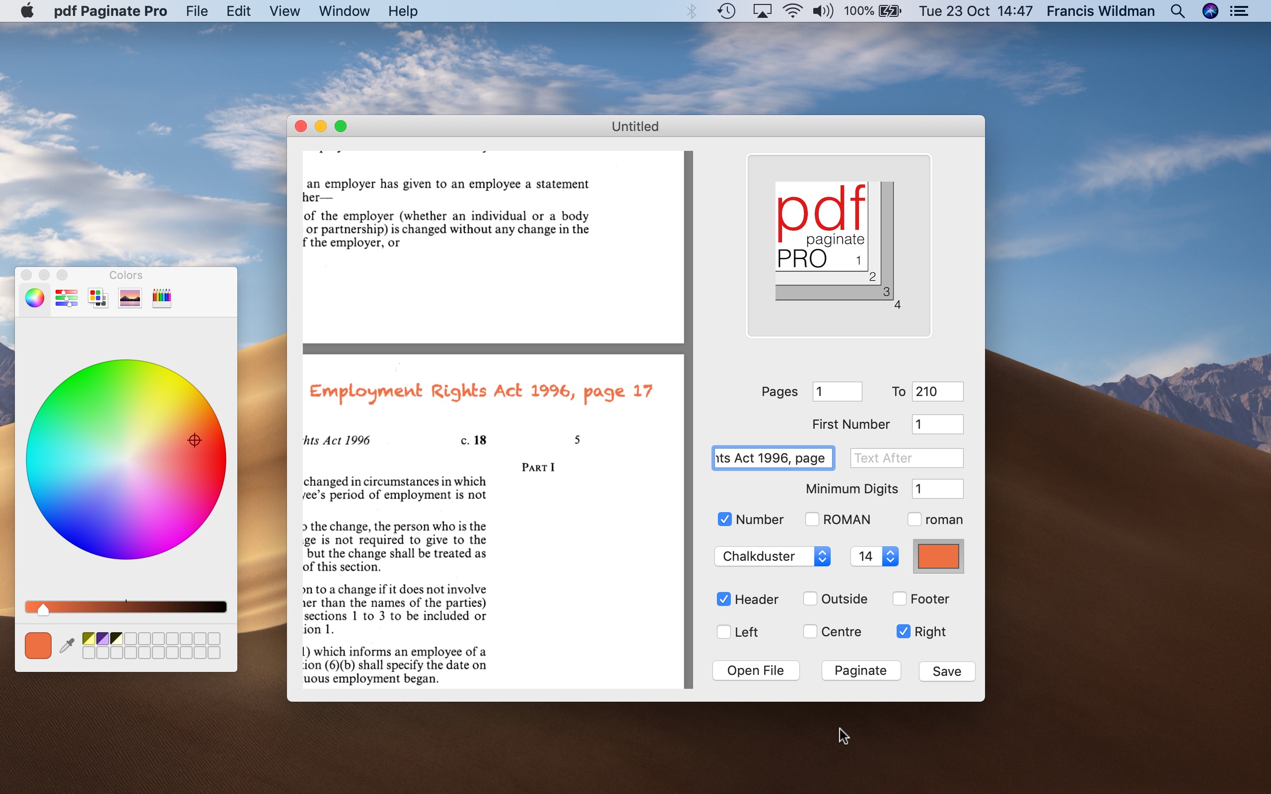 Screenshot do app pdf Paginate Pro