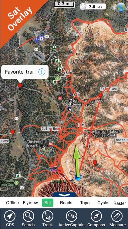Bryce Canyon NP gps and outdoor map with Guide