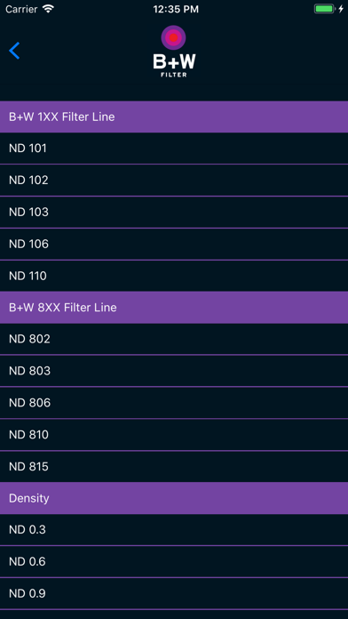 B+W ND calc screenshot 3