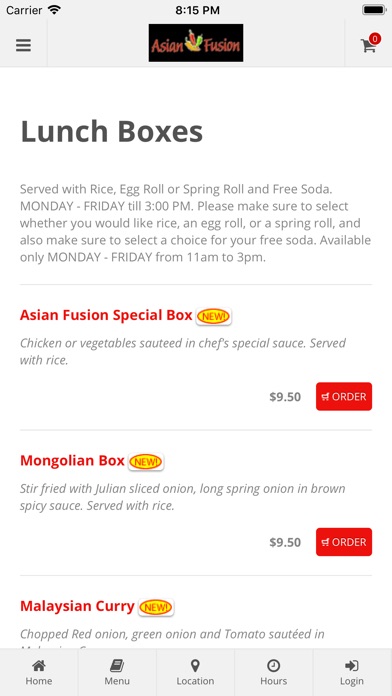 Asian Fusion Online Ordering screenshot 2