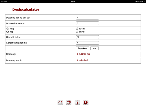 Dosiscalculator - náhled