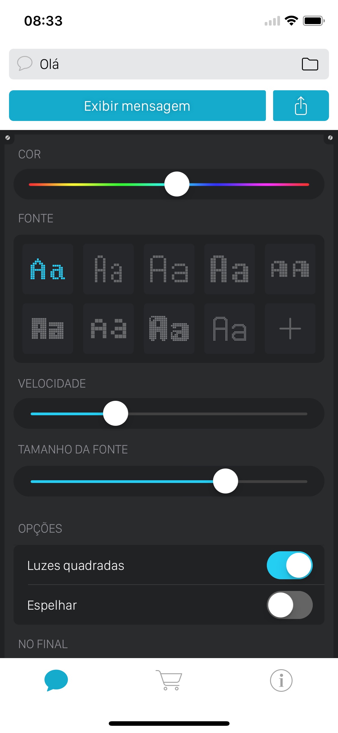Screenshot do app LEDit