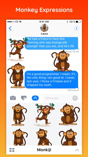 Monkiji - Funny Monkey Emoji Text Chat Stickers(圖2)-速報App