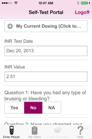 Alere CoagClinic® Self-Test Portal screenshot 2