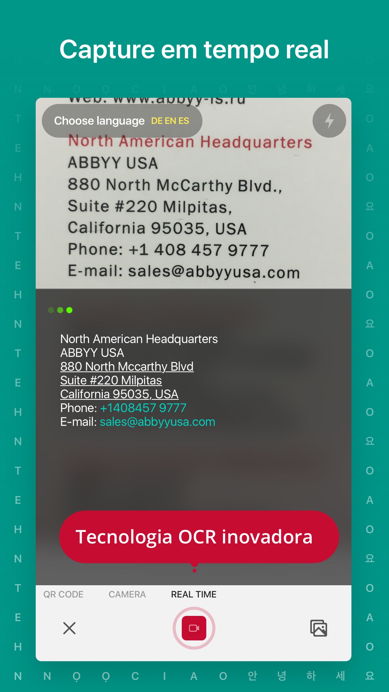 Screenshot do app TextGrabber 6 – Real-Time OCR