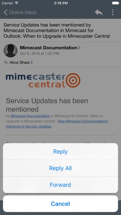 Mimecast Mobile for BlackBerry screenshot 3