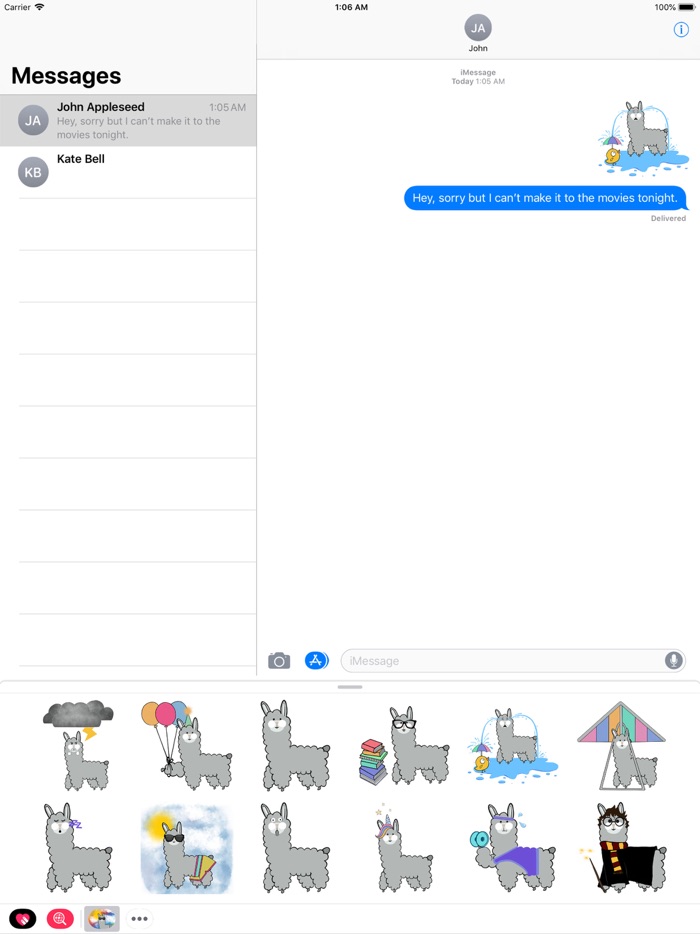 かわいいラマのステッカ