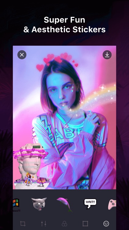 VaporCam蒸汽波相机 -复古滤镜彩虹贴纸 screenshot-4