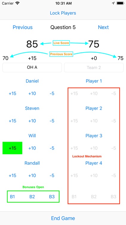 Quiz Bowl Score Tracker