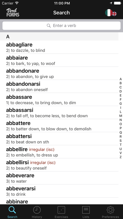 Italian Verbs & Conjugation - VerbForms Italiano Screenshot 2