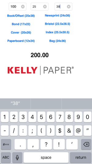 Kelly Paper Basis Weight to M-Weight Cal