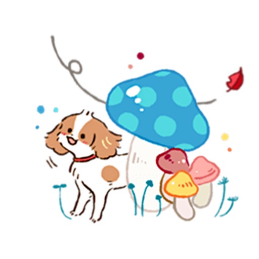 Autumn of Cavalier Dog Sticker icon