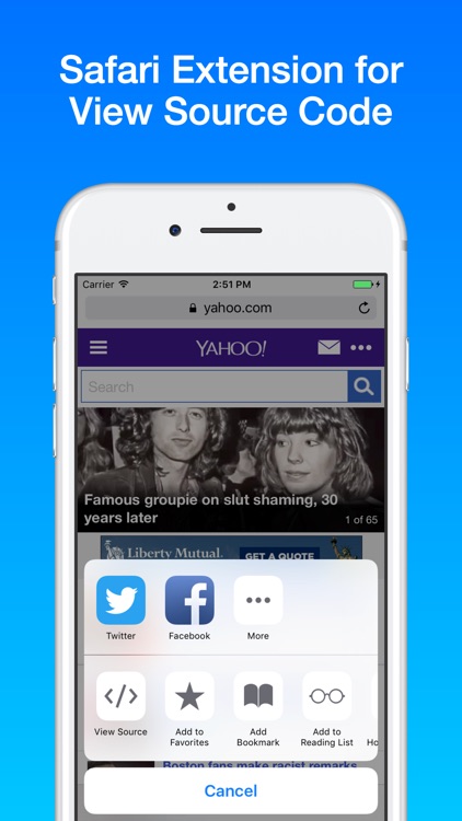 Source: View HTML Source Code of Webpage on Safari