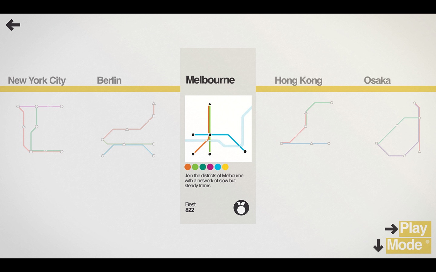 Screenshot do app Mini Metro