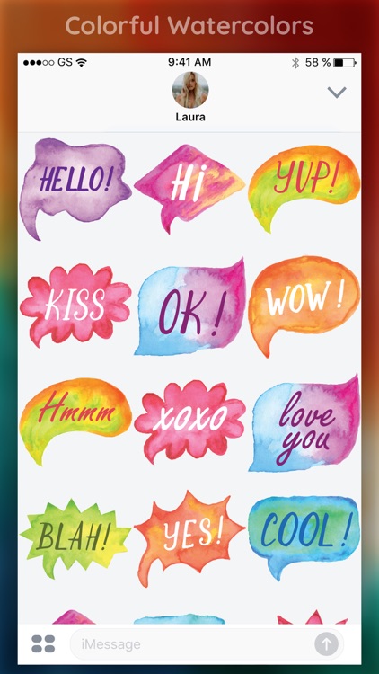 Watercolor Words Sticker Pack screenshot-3