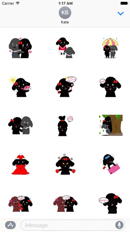 Black Poodle Dog and Friends Emoji Sticker