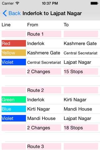 Delhi Metro Route Planner screenshot 2