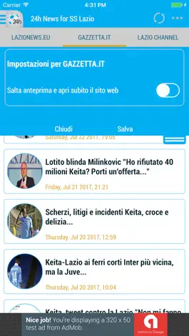 Game screenshot 24h News for SS Lazio apk