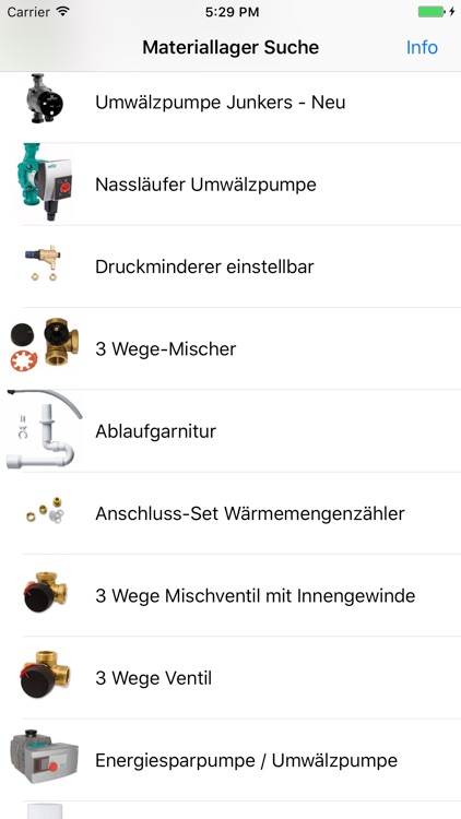 Materiallager Suche