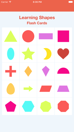 Learning Shapes Flash Cards