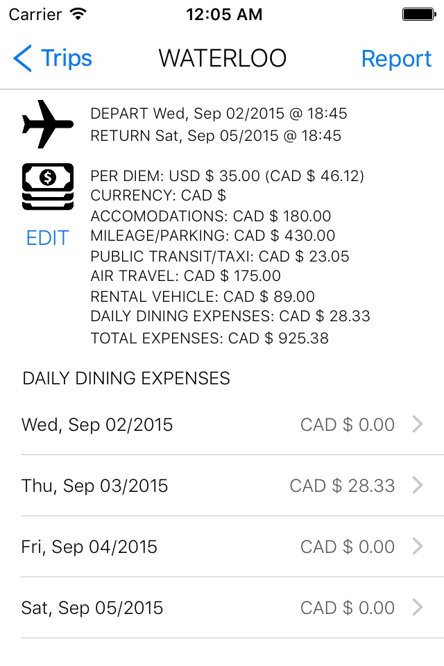My Travel Expenses screenshot 2
