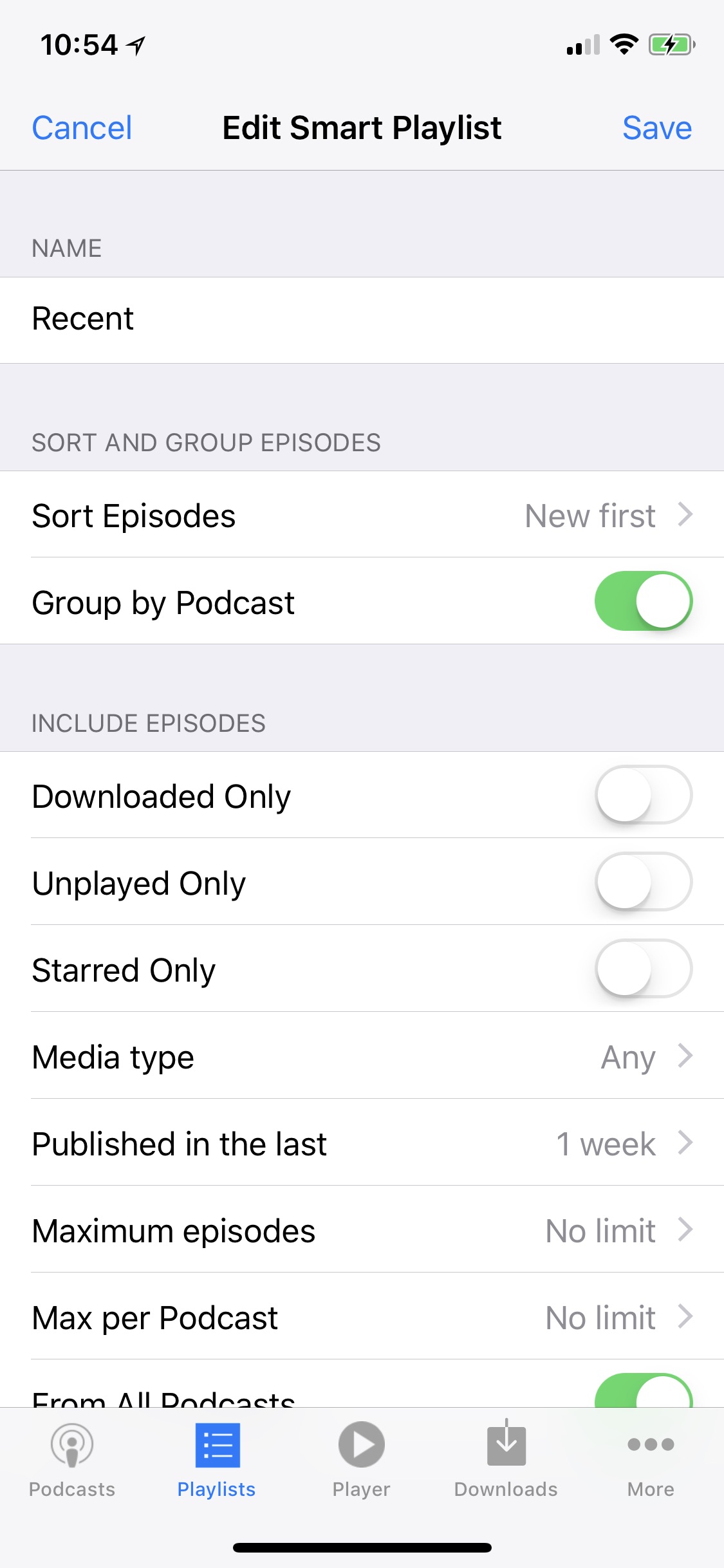 Screenshot do app PodCruncher Podcast Player