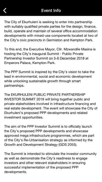 Ekurhuleni PPP Investor Summit