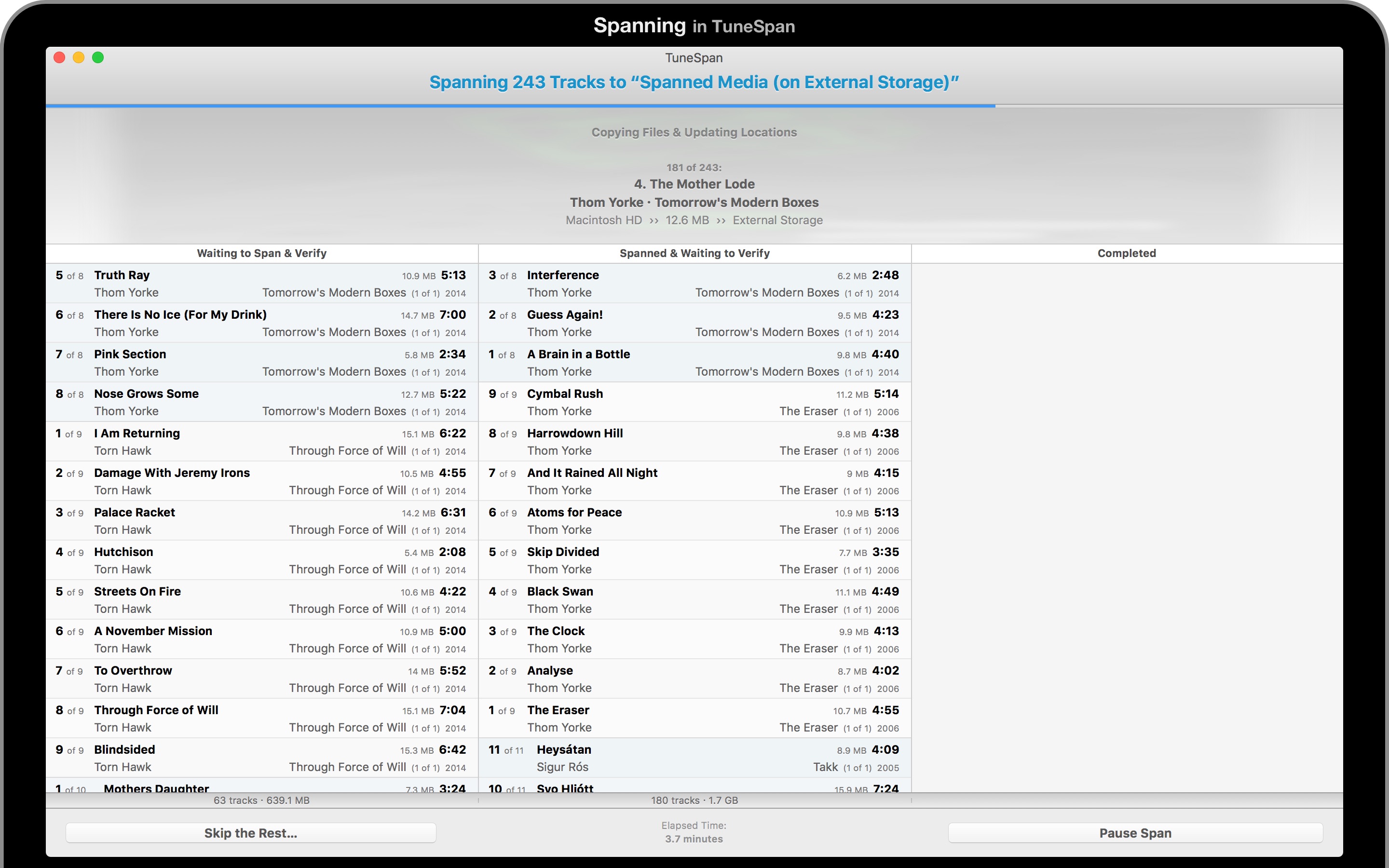 Screenshot do app TuneSpan for iTunes
