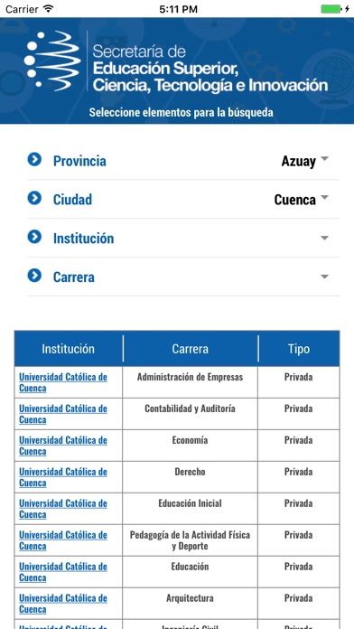 Senescyt - Oferta Académica screenshot 4