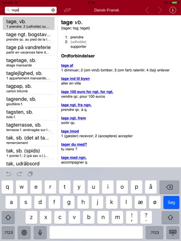 Gyldendal's French Danish Dictionary - Mini screenshot 2