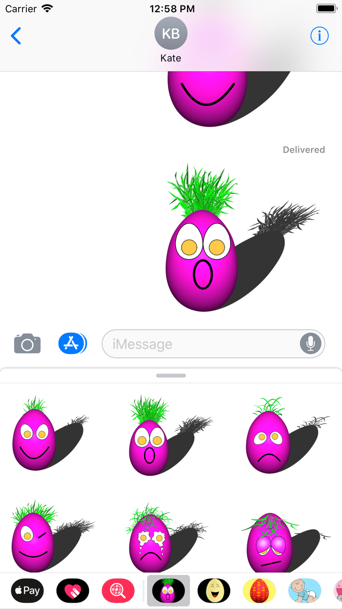 Purple Egg Face Sticker Pack