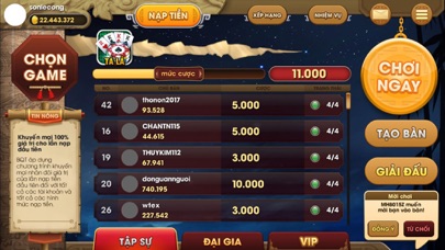 Cổng game đánh bài Thập Thành 1.1 IOS -