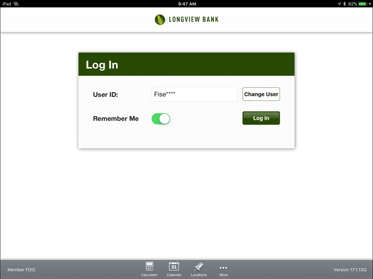 Longview Bank for iPad