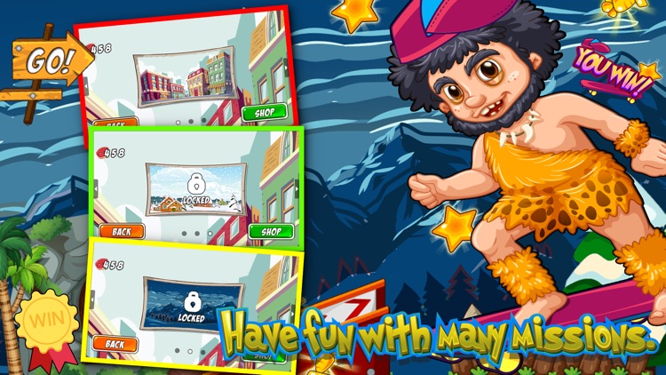 Caveman Skater Go - Jump and collect coin to win screenshot-3