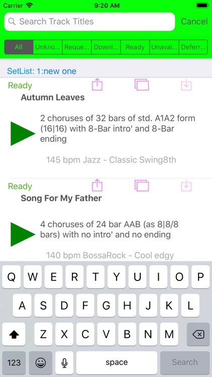 Song Rhythm Tracks