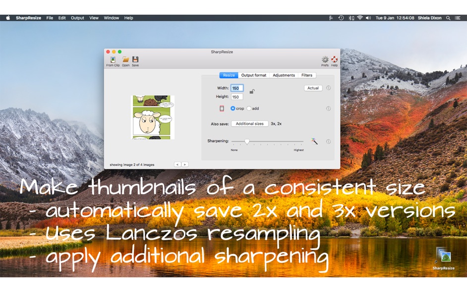 SharpResize 2.0.2  Better quality Web thumbnails quickly and easily