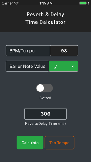 Reverb & Delay Time Calculator