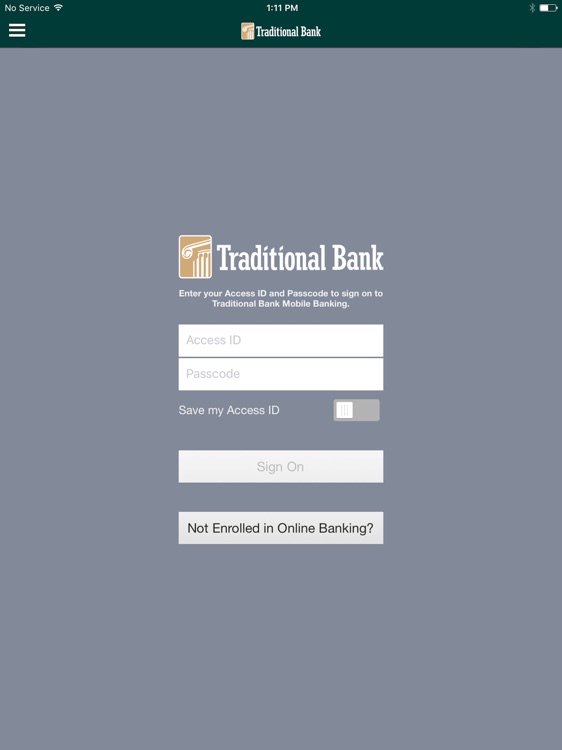 Traditional Bank for iPad