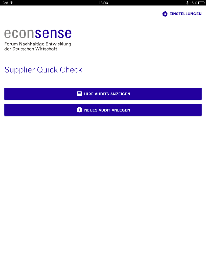 econsense Supplier Quick Check