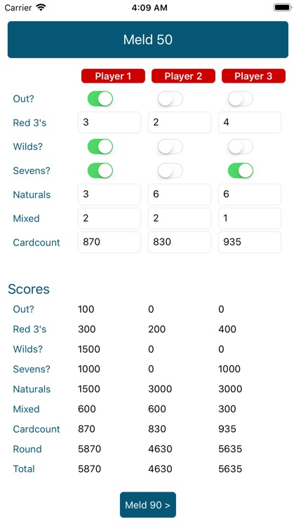 Hand and Foot Calculator