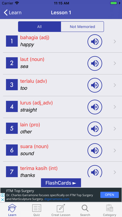 Learn Indonesian Vocabulary screenshot 2