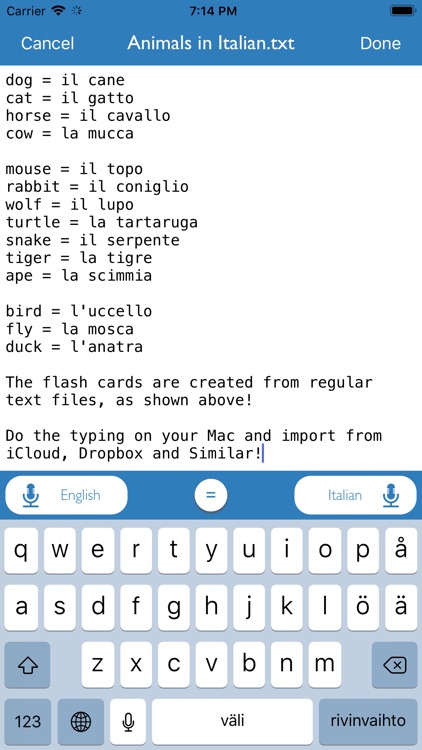 Sì! Text to Talking Flashcards