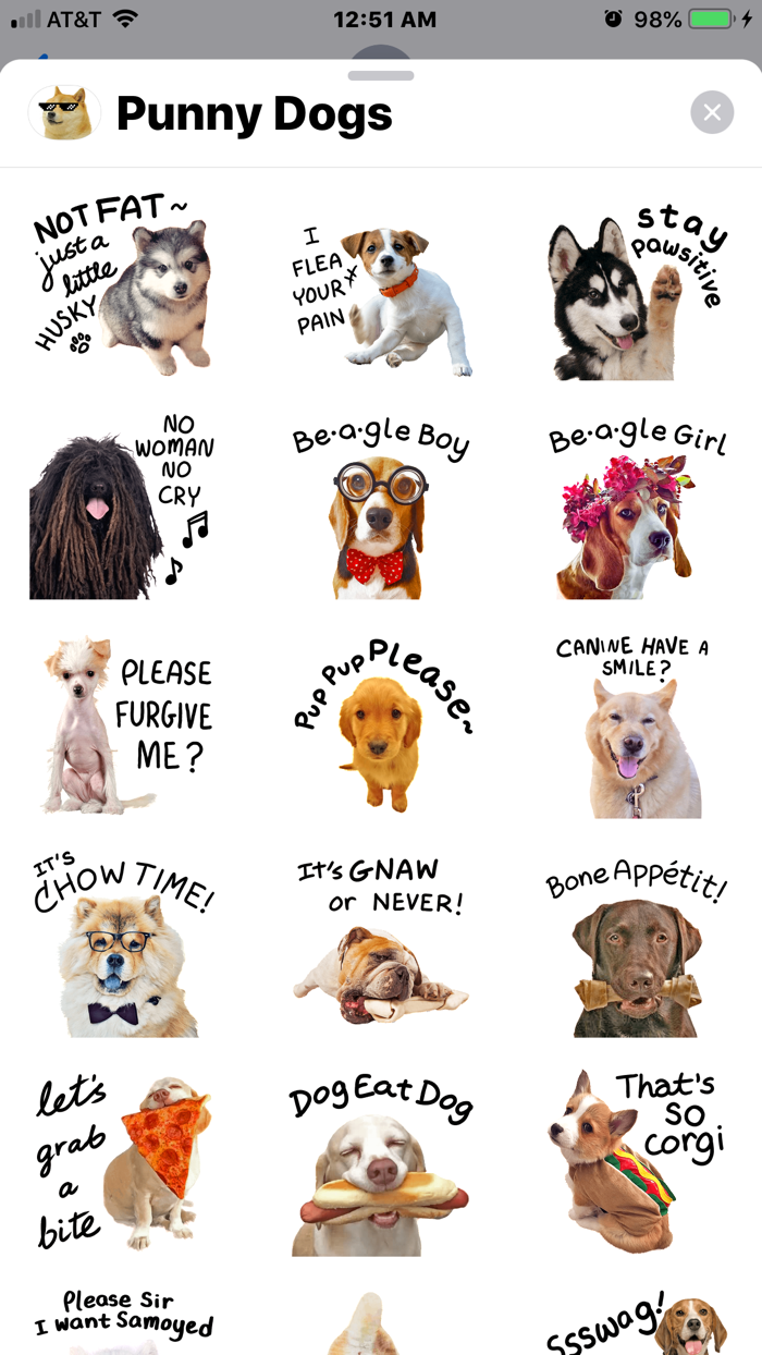 Punny Dogs Animated Stickers
