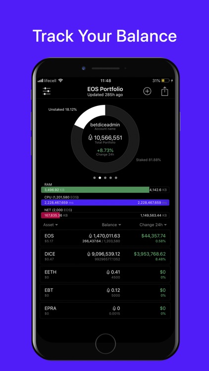 EOS Portfolio - Crypto Tracker