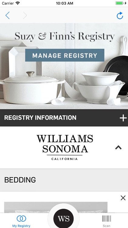 Williams Sonoma Gift Registry